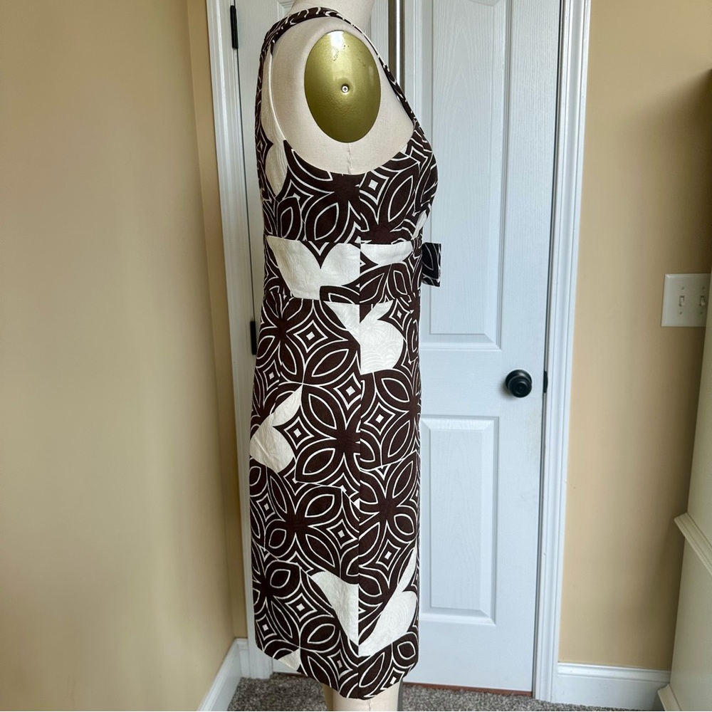 Trina Turk Brown and White Patterned Fitted Halter Dress Size 6 - Picture 7 of 10